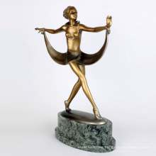 High quality cast bronze brass art woman statue naked lady girl dancing for garden